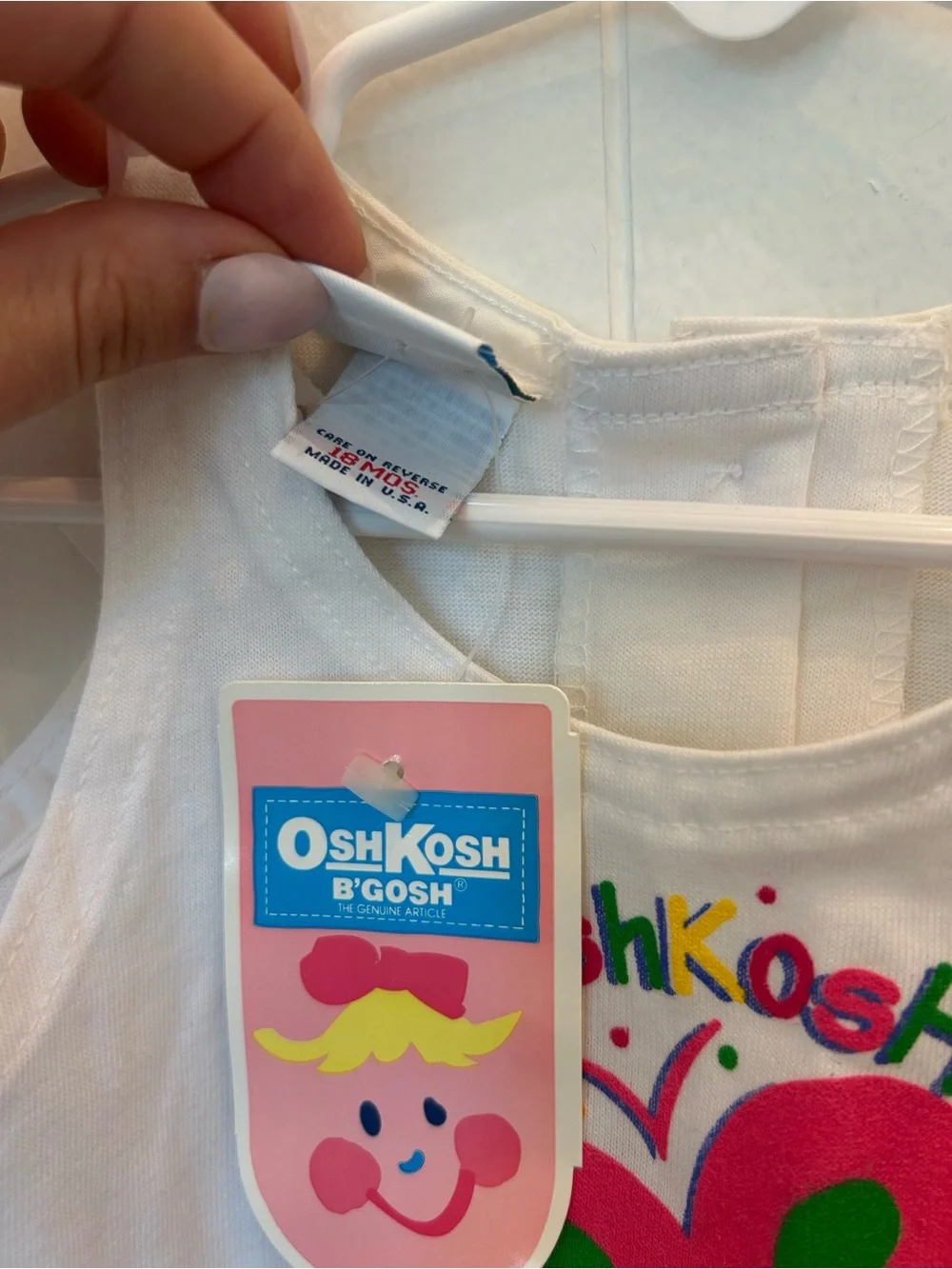 NWT Vintage OshKosh White Ruffle Tank Top with Colorful Butterfly Graphic